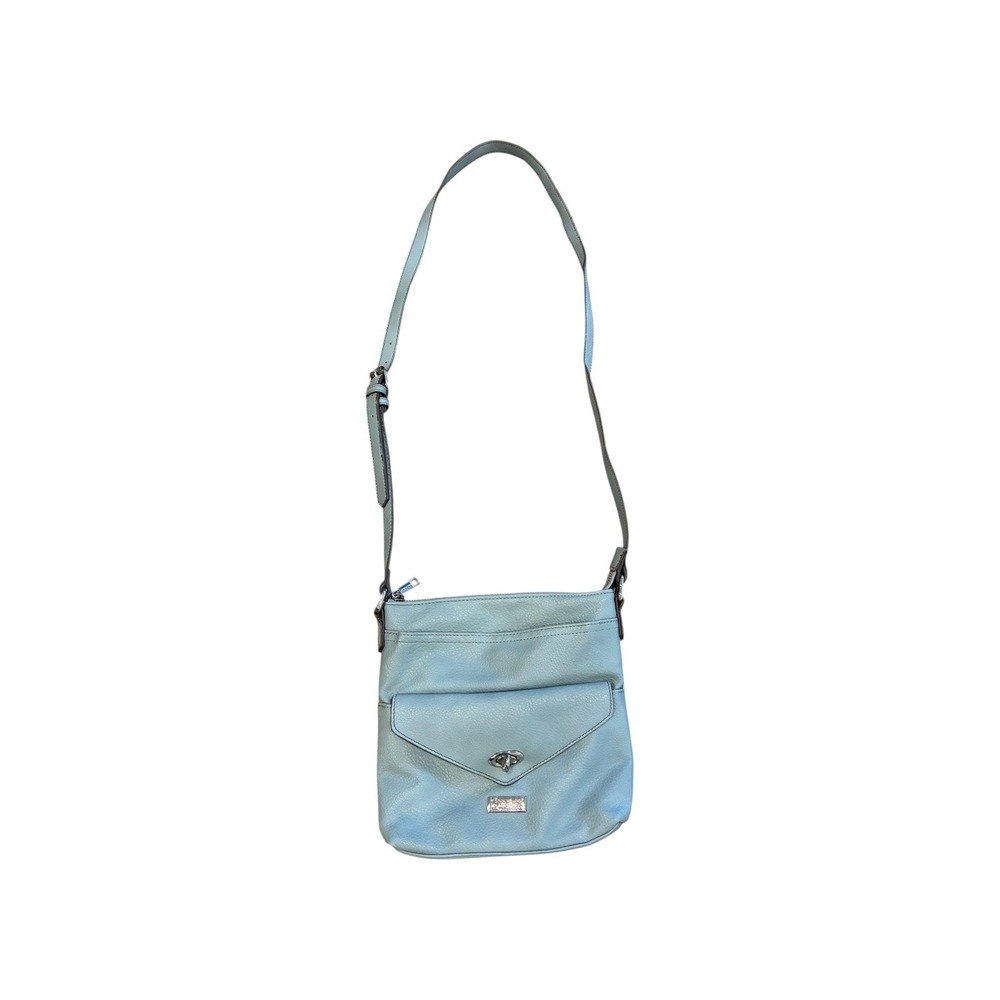 Carlos Santana Light Blue Faux Leather Crossbody Bag with Ornate Lining